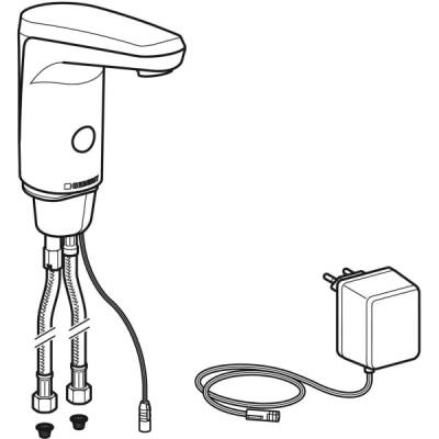 Geberit 116.134.21.1 Type 80 Fotoselli Lavabo Bataryası Çift Su Girişli, Krom, Elektrikli - 4
