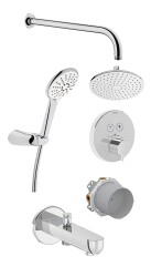 VitrA AquaControl Round Ankastre Termostatik Duş Seti A49293 Bliss 2F duş başlığı - Snow 3F el duşu takımı - krom - VitrA