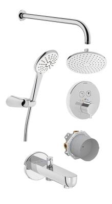 VitrA AquaControl Round Ankastre Termostatik Duş Seti A49293 Bliss 2F duş başlığı - Snow 3F el duşu takımı - krom - 1