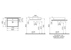 VitrA ArchiPlan Lavabo 7415B003-0001 Tek armatür delikli - su taşma delikli - beyaz - 2