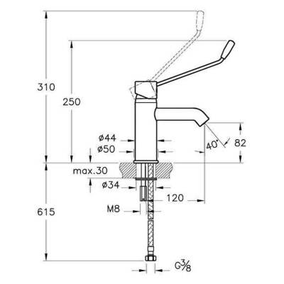 Artema Mınımax S Lavabo Bataryası Özel ihtiyaçlar İçin A42312STA Krom - 2