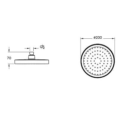 Artema Base Round A45904 Duş Başlığı, Krom, 20 cm, 1F - 2