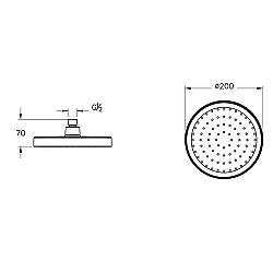 Artema Base Round A4590436 Duş Başlığı, Siyah, 20 cm,  1F - 2