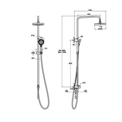 Artema Base Round A4591036 Duş Kolonu 200 , Siyah, - 2