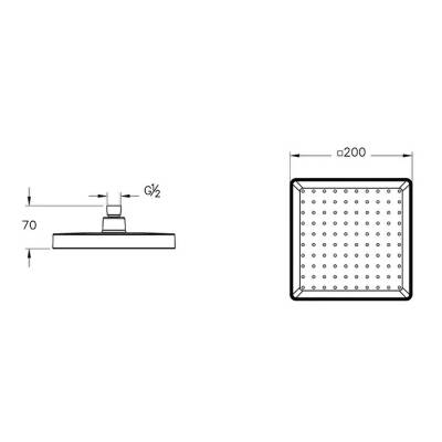 Artema Base Square A4590536 Duş Başlığı, Siyah, 20 cm, 1F - 2