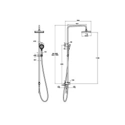 Artema Base Square A4591136 200 Duş Kolonu, Mat Siyah - 2