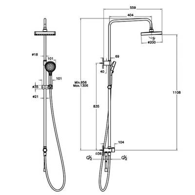 Artema Base Square A4591136 200 Duş Kolonu, Mat Siyah - 2