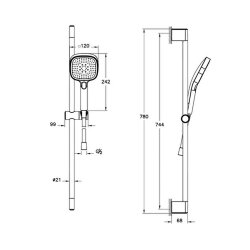 Artema Core Square A4591736 3F Sürgülü El Duşu Takımı, Mat Siyah - 2