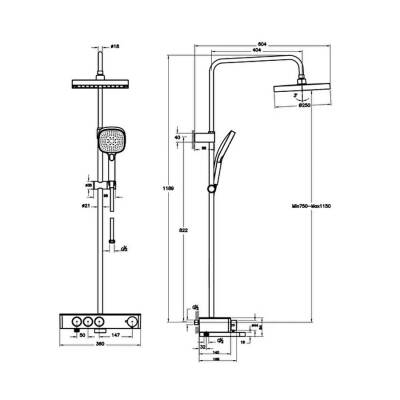 Artema Core Square A47310 Duş Sistemi, Krom - 2