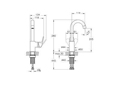 Artema Flow Round Lavabo Bataryası A43152, Döner Borulu, Krom - 2
