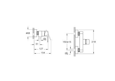 Artema Flow Square A42931 Duş Bataryası, Krom - 2
