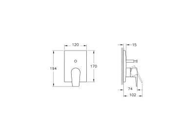 Artema Flow Square Ankastre Banyo Bataryası A43208 Sıva Üstü Grubu - Krom - 2