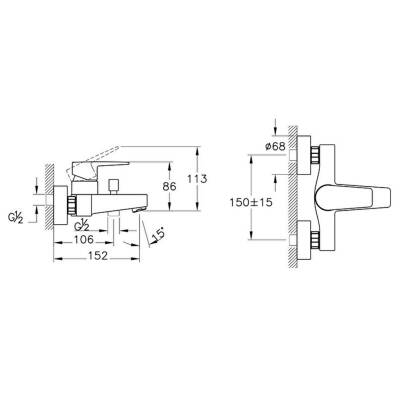 Artema Flow Square Banyo Bataryası A43063, Krom - 2