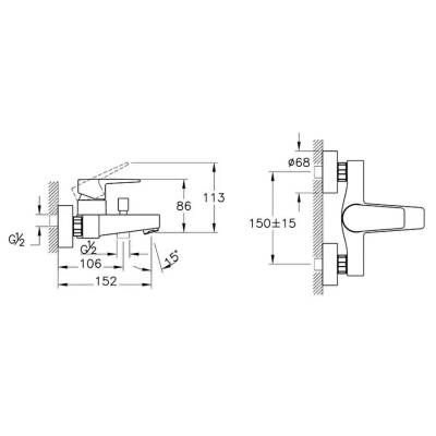 Artema Flow Square Banyo Bataryası A43063, Krom - 2