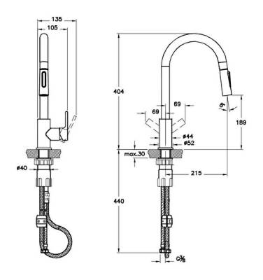 Artema Masterline Pull-Down Eviye Bataryası A42145 Krom - 3