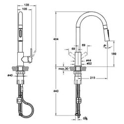 Artema Masterline Pull-Down Eviye Bataryası A42145 Krom - 2