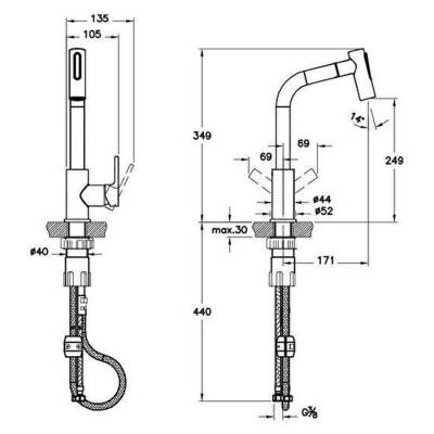 Artema Masterline Pull-Out Eviye Bataryası A42146 Krom - 2
