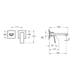 Artema Minimax Square A4359225 Ankastre Lavabo Bataryası Kısa, Fırçalı Altın - 2