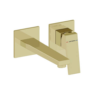 Artema Minimax Square A4359274 Ankastre Lavabo Bataryası Kısa, Soft Altın - 1