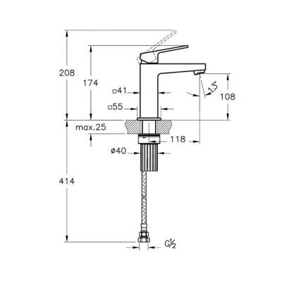 Artema Minimax Square A4372034 Lavabo Bataryası, Fırçalı Nikel - 2