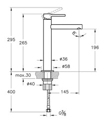 VitrA Origin Lavabo Bataryası A42557 Yüksek - Krom - 8