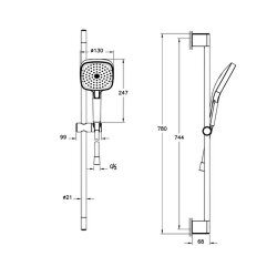 Artema Prime Square A4592874 Sürgülü Duşu Takımı, Soft Altın - 2