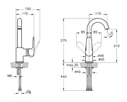 Artema Root Round Lavabo Bataryası A42754 Döner Borulu - Krom - 2