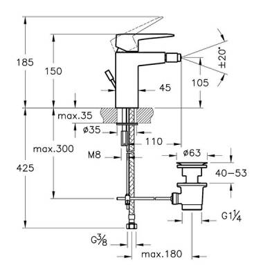 Artema Root Square Bide Bataryası A4273626 Sifon Kumandalı - Bakır - 2