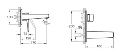 Artema Root Square Ankastre Lavabo Bataryası A42738 Sıva Üstü Grubu - Krom - 2