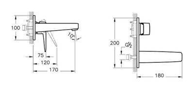 Artema Root Square Ankastre Lavabo Bataryası A42738 Sıva Üstü Grubu - Krom - 2