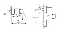 Artema Root Square Duş Bataryası A42761 Krom - 2