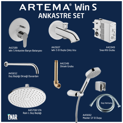 Artema Win S Ankastre Duş Seti, Krom Oval - 7 Parça - 1