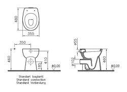 VitrA Conforma Yerden klozet 5815L003-0593 Arkası açık - sığ - özel ihtiyaç - 48 cm - taharet borulu - beyaz - 2