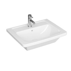 VitrA Quadrum Etajerli lavabo 5245B003-0001 Dikdörtgen - 65x49 cm - tek armatür delikli - su taşma delikli - beyaz - 1