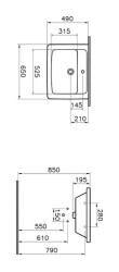 VitrA Quadrum Etajerli lavabo 5245B003-0001 Dikdörtgen - 65x49 cm - tek armatür delikli - su taşma delikli - beyaz - 2
