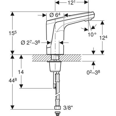 Geberit 116.133.21.1 Type 80 Fotoselli Lavabo Bataryası Tek Su Girişli, Krom, Elektrikli - 4