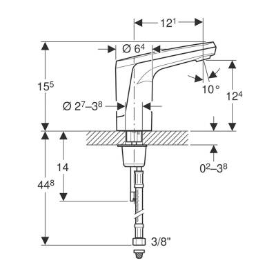 Geberit 116.133.21.1 Type 80 Fotoselli Lavabo Bataryası Tek Su Girişli, Krom, Elektrikli - 4