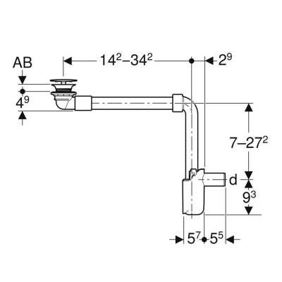 Geberit 152.084.21.1 Lavabo Sifonu Yer Tasarrufu 1/4 - Süzgeç ve Kapaklı - 2