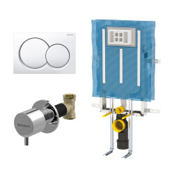 Geberit Alpha01 Yuvarlak Gömme Rezervuar Seti, Beyaz - Geberit