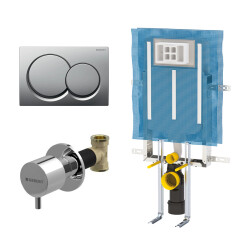 Geberit Alpha01 Yuvarlak Gömme Rezervuar Seti, Mat Krom - Geberit