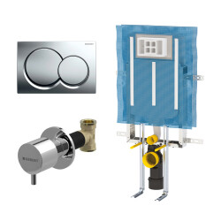 Geberit Alpha01 Yuvarlak Gömme Rezervuar Seti, Parlak Krom - Geberit