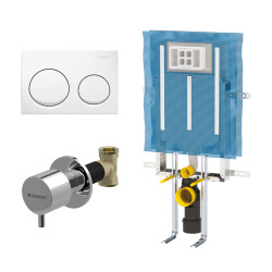 Geberit Alpha20 Yuvarlak Gömme Rezervuar Seti, Beyaz - Geberit