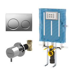 Geberit Alpha20 Yuvarlak Gömme Rezervuar Seti, Mat Krom - Geberit