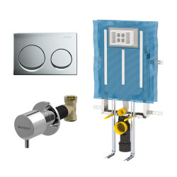 Geberit Alpha20 Yuvarlak Gömme Rezervuar Seti, Parlak Krom