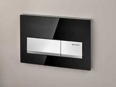 Geberit Alpha50 115.060.DW.1 Kumanda Paneli, Çift Basmalı, Siyah, Krom Butonlu - 2