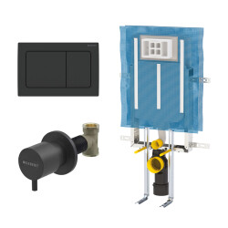 Geberit Alpha30 kare Gömme Rezervuar Seti, Mat Siyah - Geberit