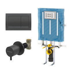 Geberit Alpha30 Kare Gömme Rezervuar Seti, Mat Siyah/Krom - Geberit