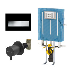 Geberit Alpha50 Kare Gömme Rezervuar Seti, Parlak Siyah - Geberit