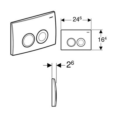 Geberit Delta25 115.125.46.5 Kumanda Paneli Çift Basmalı - Mat Krom - 2
