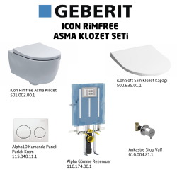 Geberit iCon Rimfree Alpha10 Soft Slim Asma Klozet Seti - Beyaz - 1